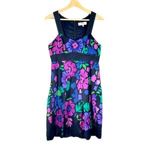 Tibi Jewel Tone Mode Floral Sheath Dress Wool Blend Structured Sleeveles Sz 6